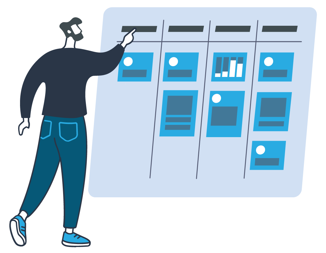 A person waits in front of a kanban board on which no further card can be placed.